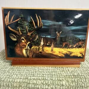 Vtg Cedar Wood Napkin /Book Holder Deer Cabin Cottage Decor Nisswa Mn Souvenir